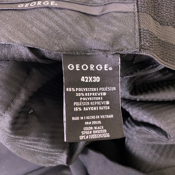 George Dress Pants Men's 42x30 Black Cuffed Hem Business Trousers Pleated - Picture 2 of 10